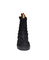 SUEI | CHELSEA BOOTS aus wattierten Termo 3D-gedruckten Stoffen | Farbe schwarz-weiß-orange | Made in Italy - La Ballerina