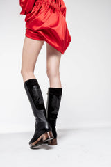 SUEI | Damenstiefel mit Strassmuster mit 3 cm Absatz | Farbe Schwarz | Made in Italy - La Ballerina